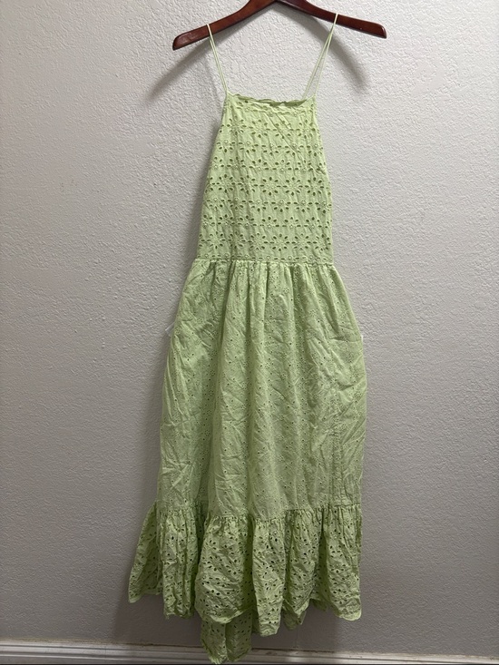 American Eagle Outfitters Dresses & Skirts - American Eagle Outfitters Light Green Eyelet Maxi Dress with Spaghetti Straps